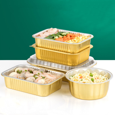 正方形のアルミ ホイルは荷箱の使い捨て可能なテークアウト アルミニウム食糧皿をカスタマイズする