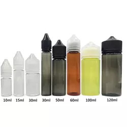 60ml 15ml 30ml 10ml空のプラスチックEの液体のびん120mlペット黒の点滴器V3のびん