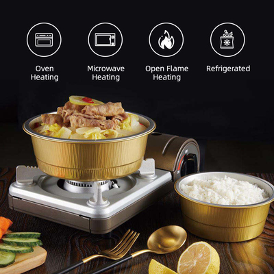 スズ箔の円形BBQは荷箱のふたが付いているテークアウト アルミニウムBento箱をカスタマイズする