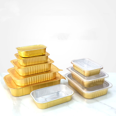 使い捨て可能な長方形の厚くされたアルミニウム昼食の皿のバーベキューのアルミ ホイルの食品容器