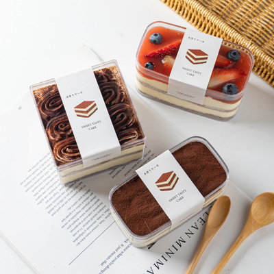 ペットふたが付いているプラスチック ティラ・ミ・スのデザートのカップケーキの荷箱