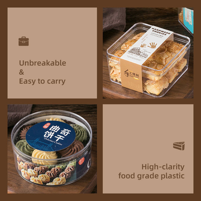 デザートのケーキは荷箱透明なペット正方形の食品包装箱をカスタマイズする